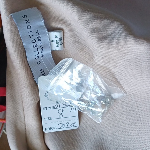 NWT KM Collections Milla Bell Size 6 Tan Formal Dress Evening w/Jacket, bejewel - Picture 7 of 7